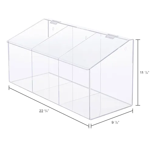 Acrylic PPE Dispenser, 3 Compartments, Clear - Image 4