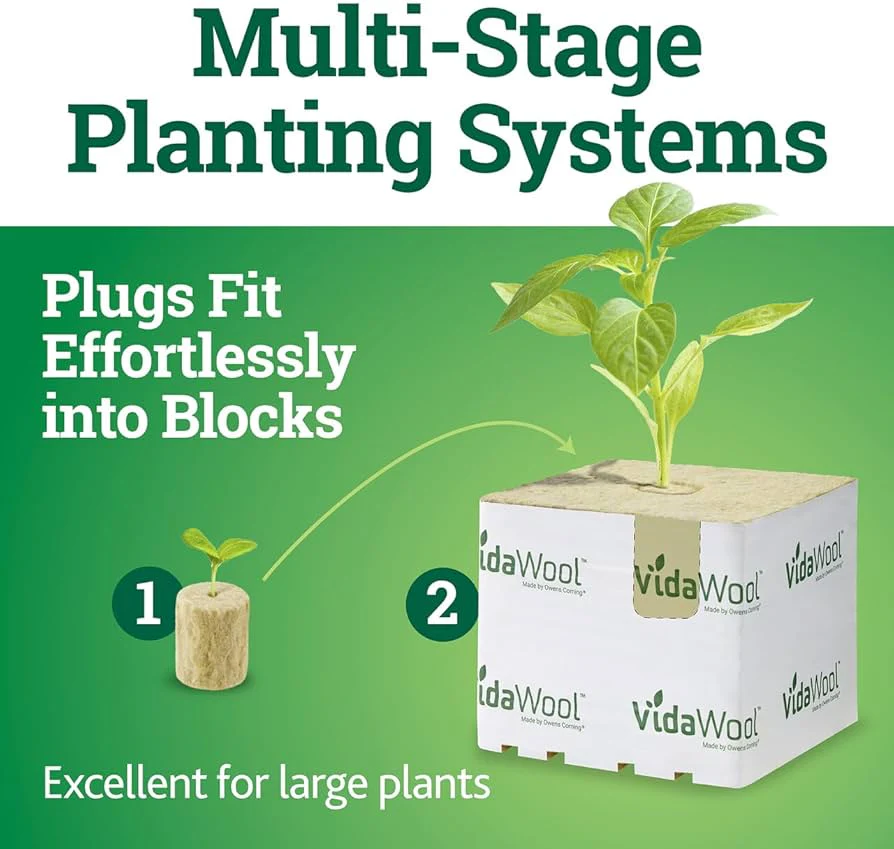VidaWool Rockwool Round 1.5 Inch Propagation Plug, Case of 2000 - Image 3